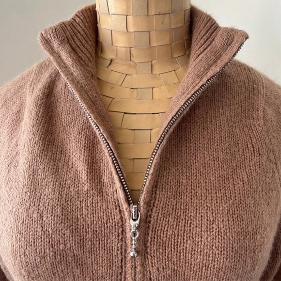 Lovers + Friends Anthea Sweater Dress Tan Ribbed Knit Zipper Front Size Medium - Picture 5 of 7